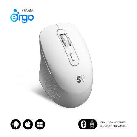 16098-SUBBLIM Raton CURVE ERGO DUAL MOUSE BATTERY WHITE