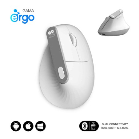 16109-SUBBLIM NATURE VERTICAL ERGO DUAL MOUSE BATTERY WHITE