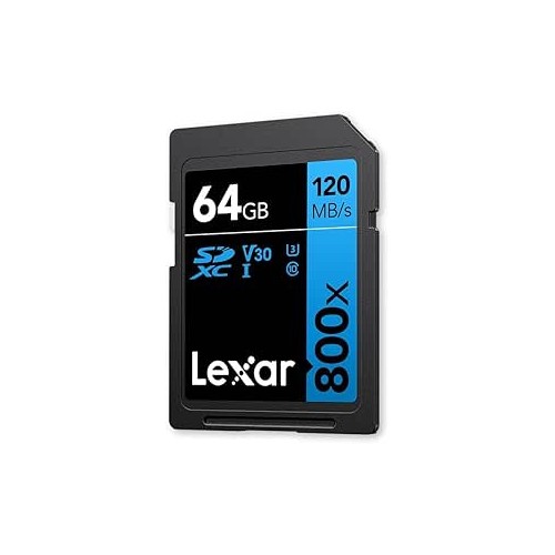 LEXAR 64GB PROFESSIONAL 800X PRO SDXC UHS-I CARDS,  UP TO 150MB/S READ, C10 V30 U3