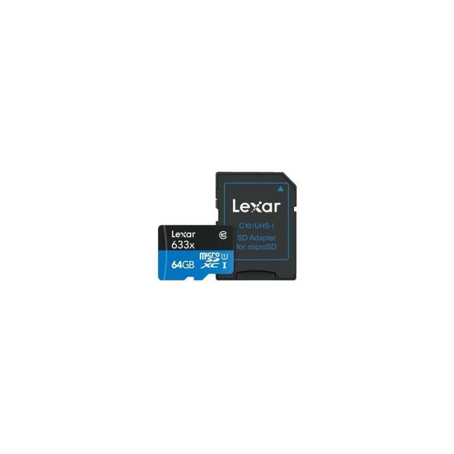 LEXAR 64GB HIGH-PERFORMANCE 633X MICROSDXC UHS-I, UP TO 100MB/S READ 45MB/S WRITE C10 A1 V30 U3