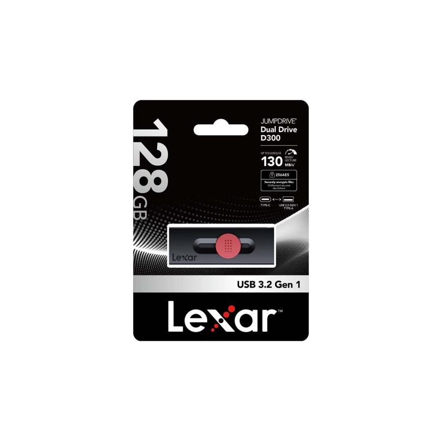 16410-LEXAR 128GB DUAL TYPE-C AND TYPE-A USB 3.2 FLASH DRIVE, UP TO 130MB/S READ