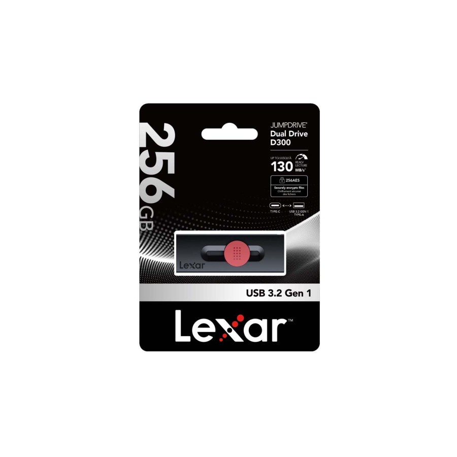 16411-LEXAR 256GB DUAL TYPE-C AND TYPE-A USB 3.2 FLASH DRIVE, UP TO 130MB/S READ