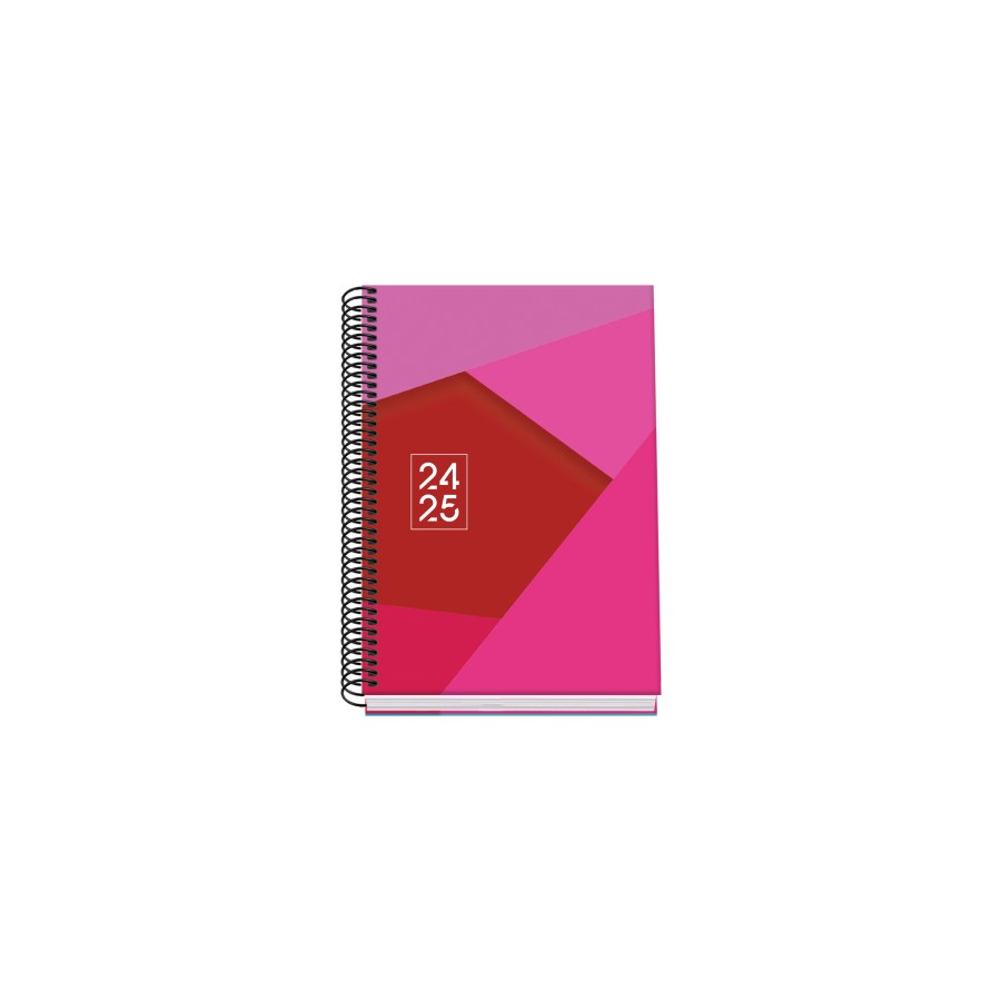AGENDA ESCOLAR 2024-2025 TAMANO A5 TAPA CARTON FORRADO  SEMANA VISTA TANGRAM BASIC ROSA DOHE 51745