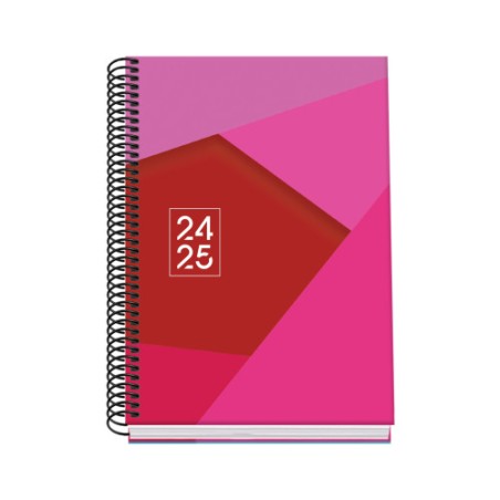 AGENDA ESCOLAR 2024-2025 TAMANO A5 TAPA CARTON FORRADO  DIA PAGINA TANGRAM BASIC ROSA DOHE 51741