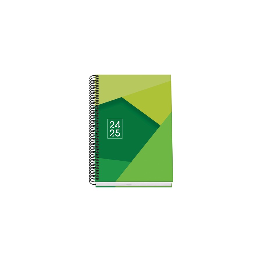 AGENDA ESCOLAR 2024-2025 TAMANO A5 TAPA CARTON FORRADO  DIA PAGINA TANGRAM BASIC VERDE DOHE 51742
