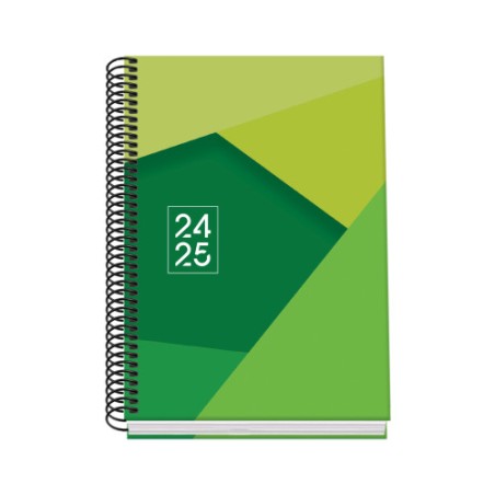 AGENDA ESCOLAR 2024-2025 TAMANO A5 TAPA CARTON FORRADO  DIA PAGINA TANGRAM BASIC VERDE DOHE 51742