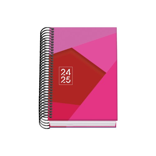 AGENDA ESCOLAR 2024-2025 TAMANO A6 TAPA CARTON FORRADO  DIA PAGINA TANGRAM BASIC ROSA DOHE 51749