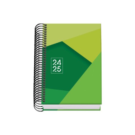 AGENDA ESCOLAR 2024-2025 TAMANO A6 TAPA CARTON FORRADO  DIA PAGINA TANGRAM BASIC VERDE DOHE 51750