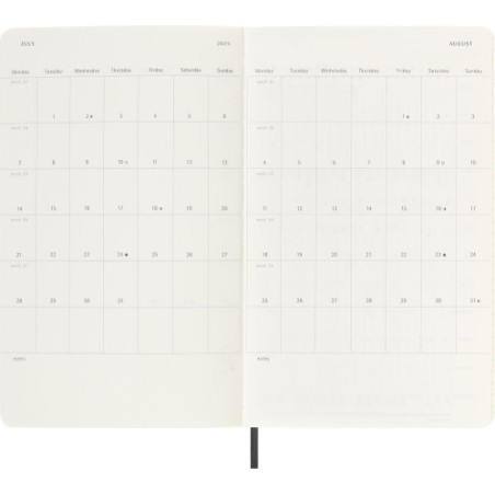 AGENDA 18 MESES 2024-2025 SEMANAL L (13 X 21 CM) NEGRA TAPA BLANDA MOLESKINE DSB18WN3Y25
