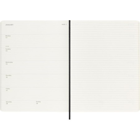 AGENDA 18 MESES 2024-2025 SEMANAL XL (19 X 25 CM) NEGRA TAPA BLANDA MOLESKINE DSB18WN4Y25