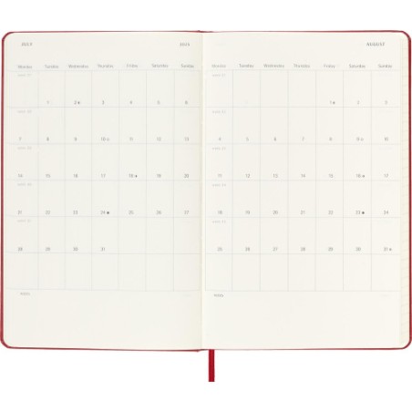 AGENDA 18 MESES 2024-2025 SEMANAL P (9 X 14 CM) ROJO ESCARLATA TAPA BLANDA MOLESKINE DSF218WN2Y25