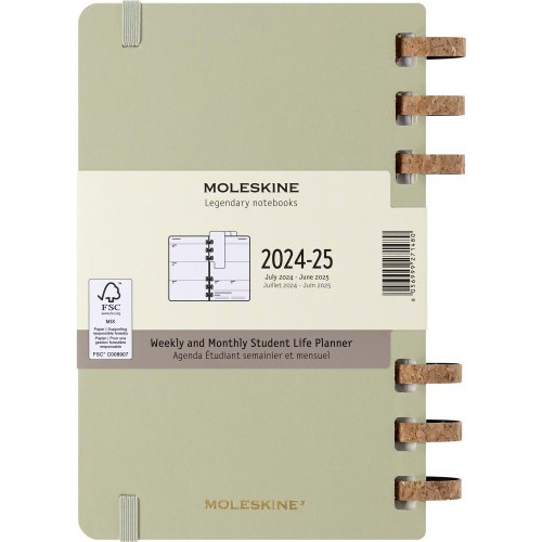 AGENDA 12 MESES 2025 ACADEMICA ESPIRAL L (13 X 21 CM) KIWI TAPA DURA MOLESKINE DHSPK5212AMWH3Y25