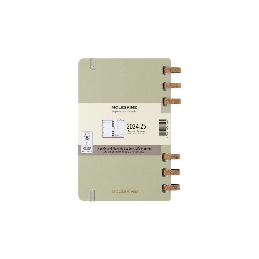 AGENDA 12 MESES 2025 ACADEMICA ESPIRAL L (13 X 21 CM) KIWI TAPA DURA MOLESKINE DHSPK5212AMWH3Y25