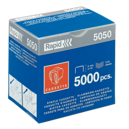 1689-CAJA DE 5000 GRAPAS TIPO 5050E GALVANIZADAS PARA GRAPADORAS ELECTRICAS RAPID 20993500