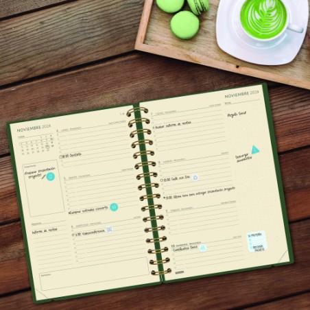 AGENDA 16 MESES SEPTIEMBRE 2024-DICIEMBRE 2025 E10-155X212 SEMANA VISTA HORIZONTAL HAIKU VERDE FINOCAM 627400225