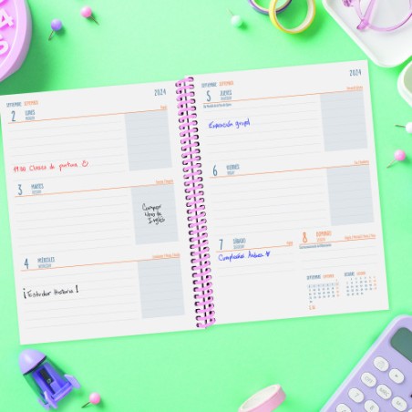 AGENDA ESCOLAR 2024-2025 4o 155X212 SEMANA VISTA HORIZONTAL DIVA STARS FINOCAM 536140225