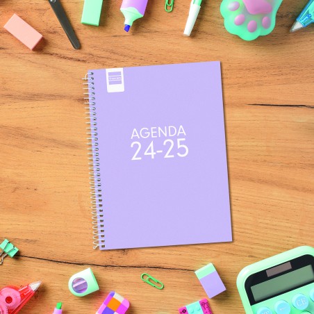 AGENDA ESCOLAR 2024-2025 4o 155X212 SEMANA VISTA HORIZONTAL COOL LILA FINOCAM 645040825