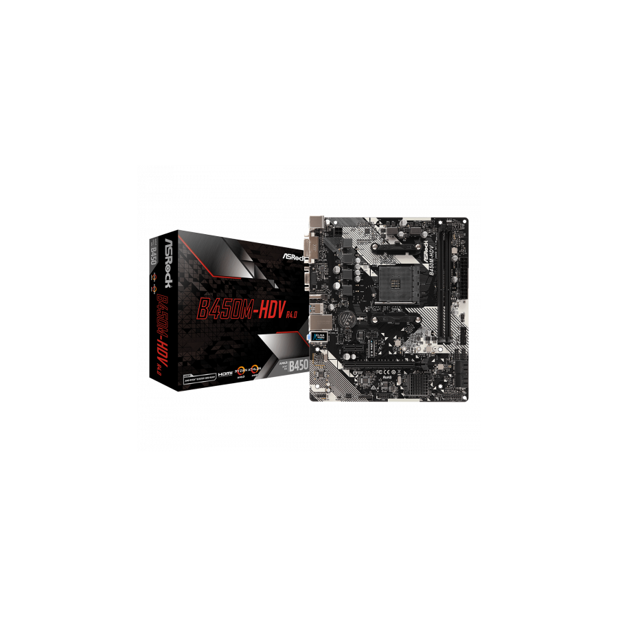 170-Asrock B450M-HDV R4.0 Zocalo AM4 Micro ATX AMD B450