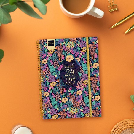 AGENDA ESCOLAR 2024-2025 4o 155X212 SEMANA VISTA HORIZONTAL SECUNDARIA TIGER FINOCAM 634203625