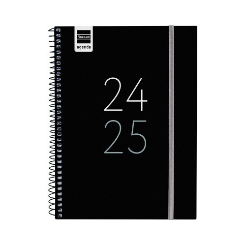 AGENDA ESCOLAR 2024-2025 4o 155X212 SEMANA VISTA HORIZONTAL SECUNDARIA NEGRO FINOCAM 634204025