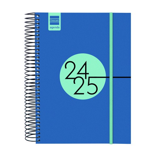 AGENDA ESCOLAR 2024-2025 E10-155X212 1 DIA PAGINA ESPIR LABEL AZUL FINOCAM 633121525