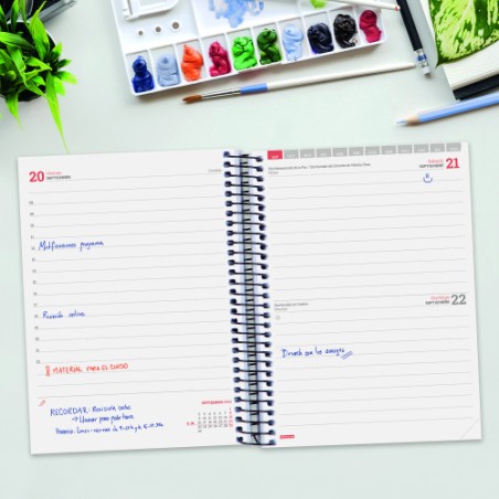 AGENDA ESCOLAR 2024-2025 E10-155X212 1 DIA PAGINA ESPIR LABEL AZUL FINOCAM 633121525