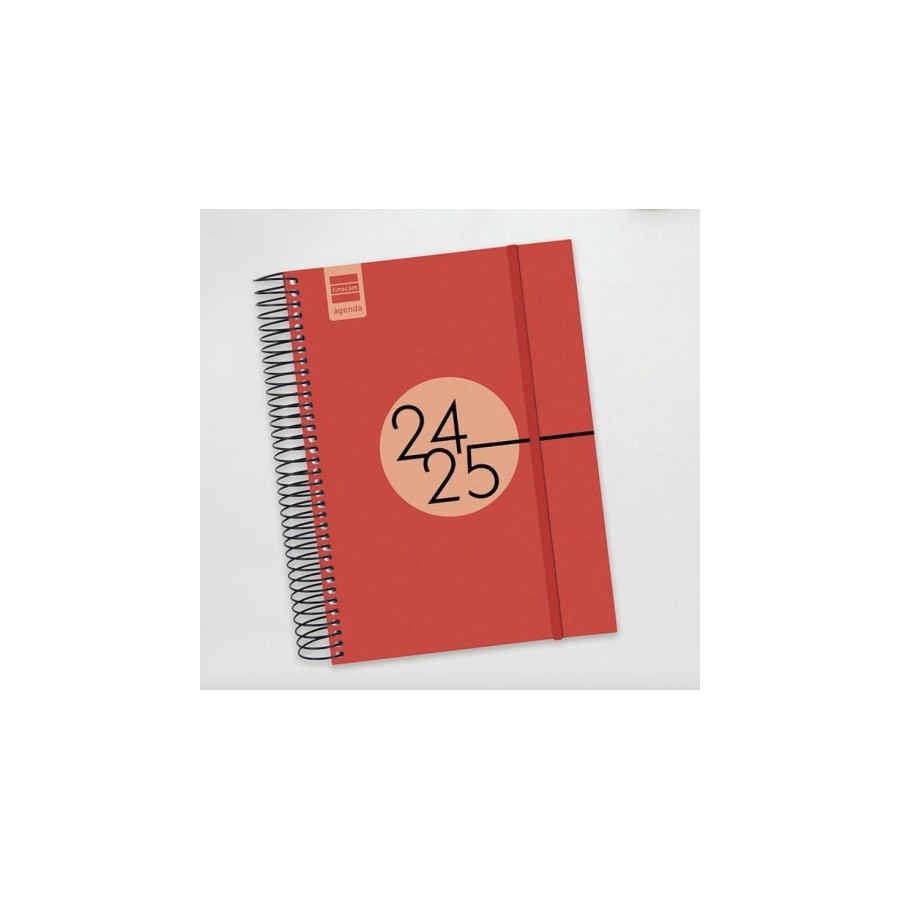 AGENDA ESCOLAR 2024-2025 E10-155X212 1 DIA PAGINA ESPIR LABEL ROJO FINOCAM 633123025