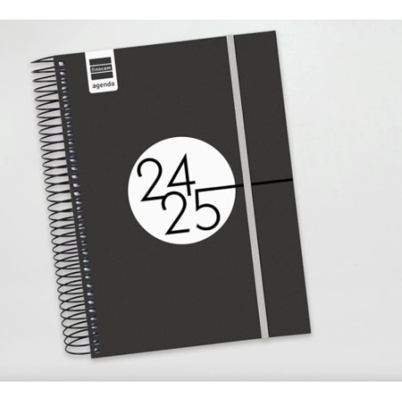 AGENDA ESCOLAR 2024-2025 E10-155X212 1 DIA PAGINA ESPIR LABEL NEGRO FINOCAM 633126025
