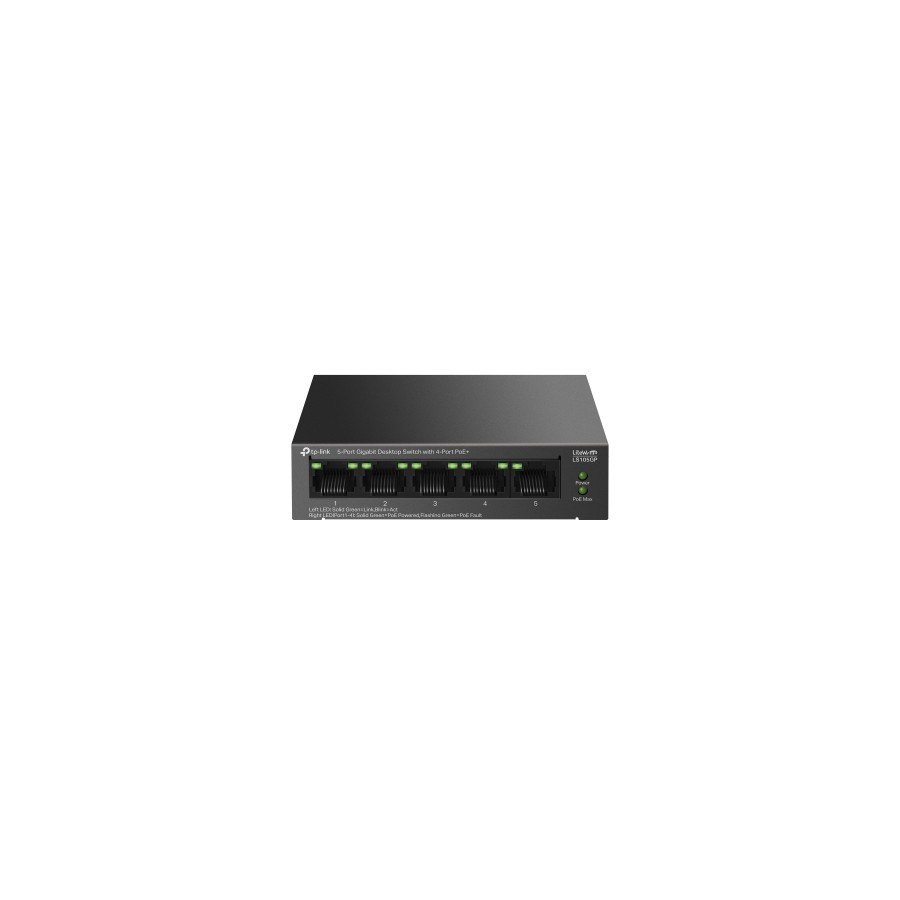 17082-TP-Link LiteWave LS105GP switch No administrado Gigabit Ethernet (10/100/1000) Energia sobre Ethernet (PoE) Negro