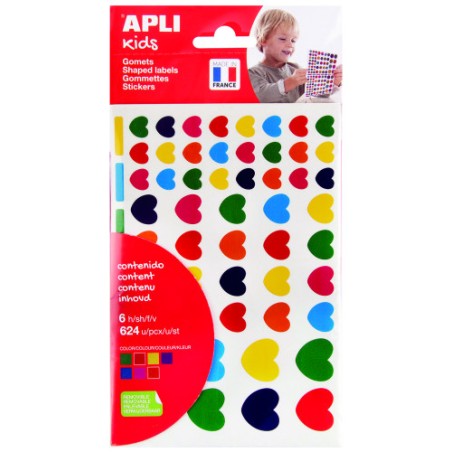 17180-BOLSA DE GOMETS - PEGATINAS CORAZONES SURTIDOS APLI 19720