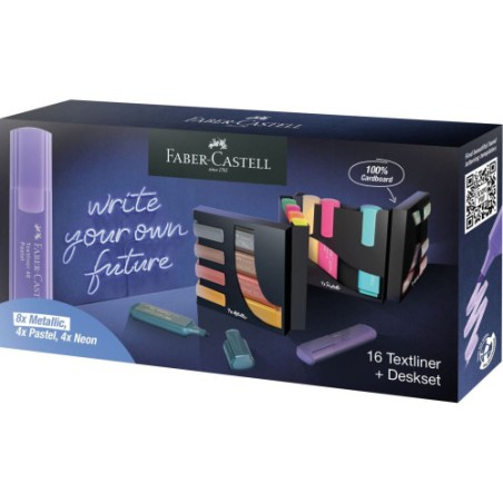 17239-Faber-Castell 254603 marcador 16 pieza(s) Punta de cincel Metalico, Multicolor, Pastel