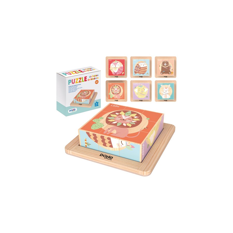 17254-PUZZLE DE 9 BLOQUES DE MADERA -  A PARTIR DE 2 ANOS DOHE 64000