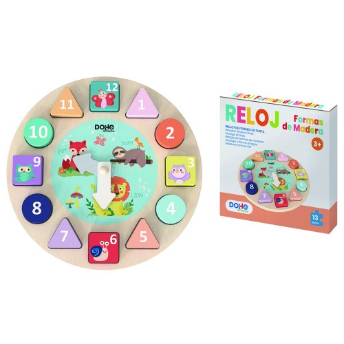 17257-CAJA RELOJ DE FORMAR ENCAJABLES DE MADERA - A PARTIR DE 3 ANOS DOHE 64009