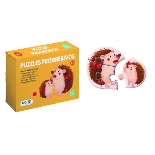 17260-CAJA 4 PUZZLES PROGRESIVOS ANIMALES - PUZZLE DE 4/5 PIEZAS - A PARTIR DE 2 ANOS DOHE 65001