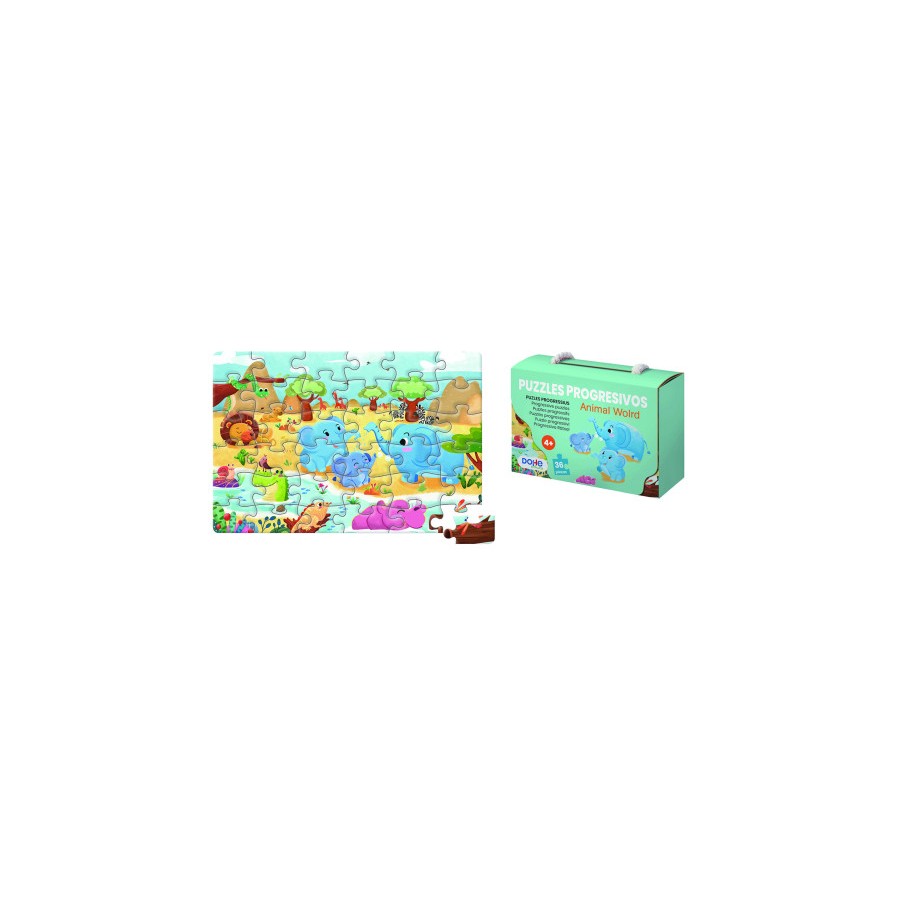 17267-PUZZLE DE 36 PIEZAS - A PARTIR DE 4-6 ANOS - ANIMAL WORLD DOHE 65009