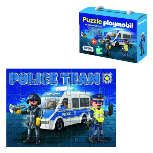 17283-CAJA DE PUZZLE - 48 PIEZAS - PLAYMOBIL - MODELO POLICE DOHE 65012