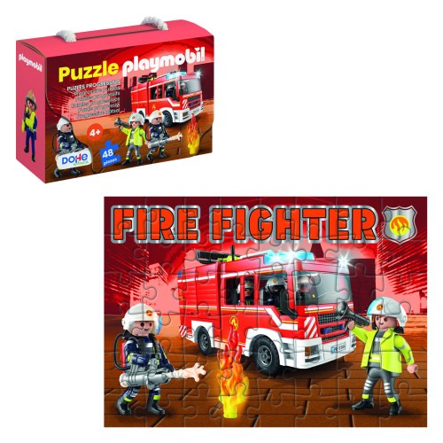17284-CAJA DE PUZZLE - 48 PIEZAS - PLAYMOBIL - MODELO FIRE FIGHTER DOHE 65013