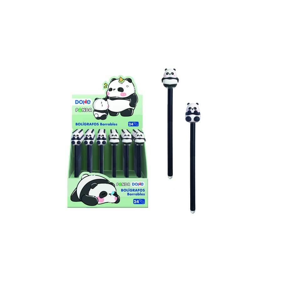 17296-EXPOSITOR CON 24 BOLIGRAFOS BORRABLES PANDA DOHE 79645