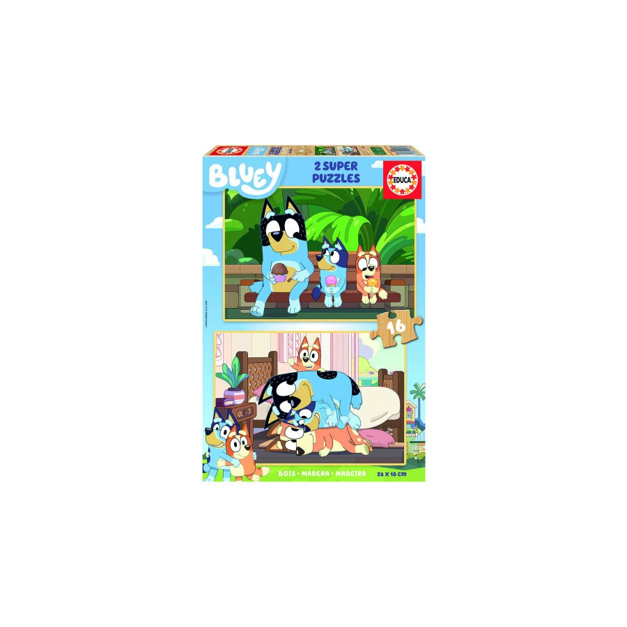 17298-PUZZLE MADERA BLUEY 2X16 PIEZAS  EDUCA BORRAS 19406 EDUCA 19406