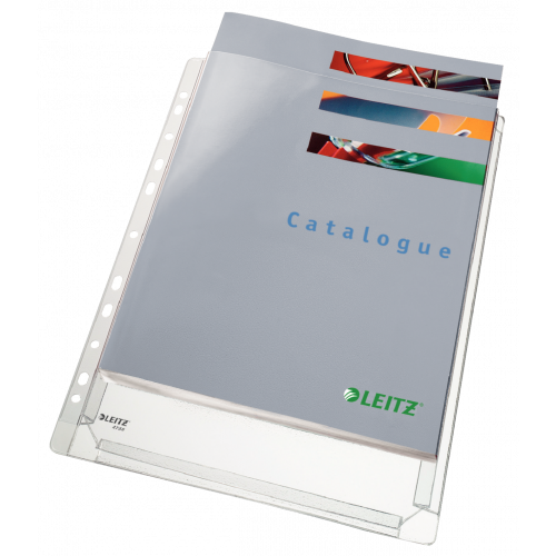 1730-BOLSA 5 FUNDAS FUELLE SIN SOLAPA MULTITALADRO GRAN CAPACIDAD FORMATO A4 170 MICRAS PVC TRANSPARENTE LEITZ 47563003