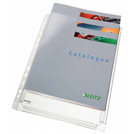 1730-BOLSA 5 FUNDAS FUELLE SIN SOLAPA MULTITALADRO GRAN CAPACIDAD FORMATO A4 170 MICRAS PVC TRANSPARENTE LEITZ 47563003