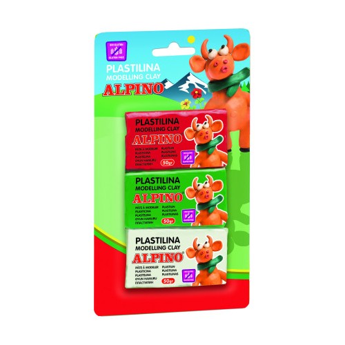17320-BLISTER 3 UNIDADES PLASTILINA  DE 50 GRS. ALPINO DP000116