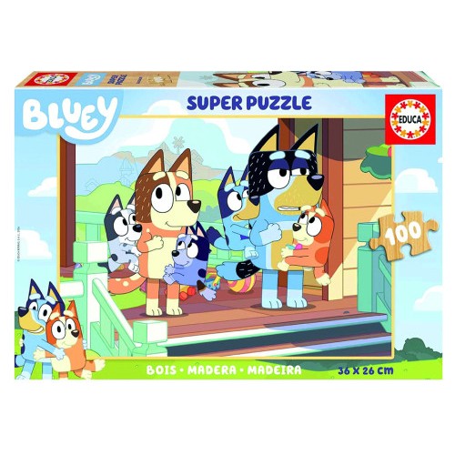 17384-CAJA PUZZLE MADERA BLUEY 100 PIEZAS  EDUCA BORRAS 19967 EDUCA 19967