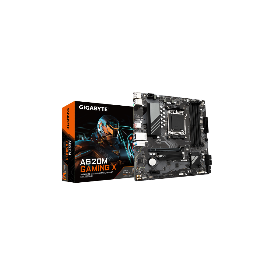 PLACA GIGABYTE A620M GAMING X,AMD,AM5,A620,4DDR5,192GB,VGA+HDMI,GBLAN,4SATA3+1XM.2,6USB3.2,MATX