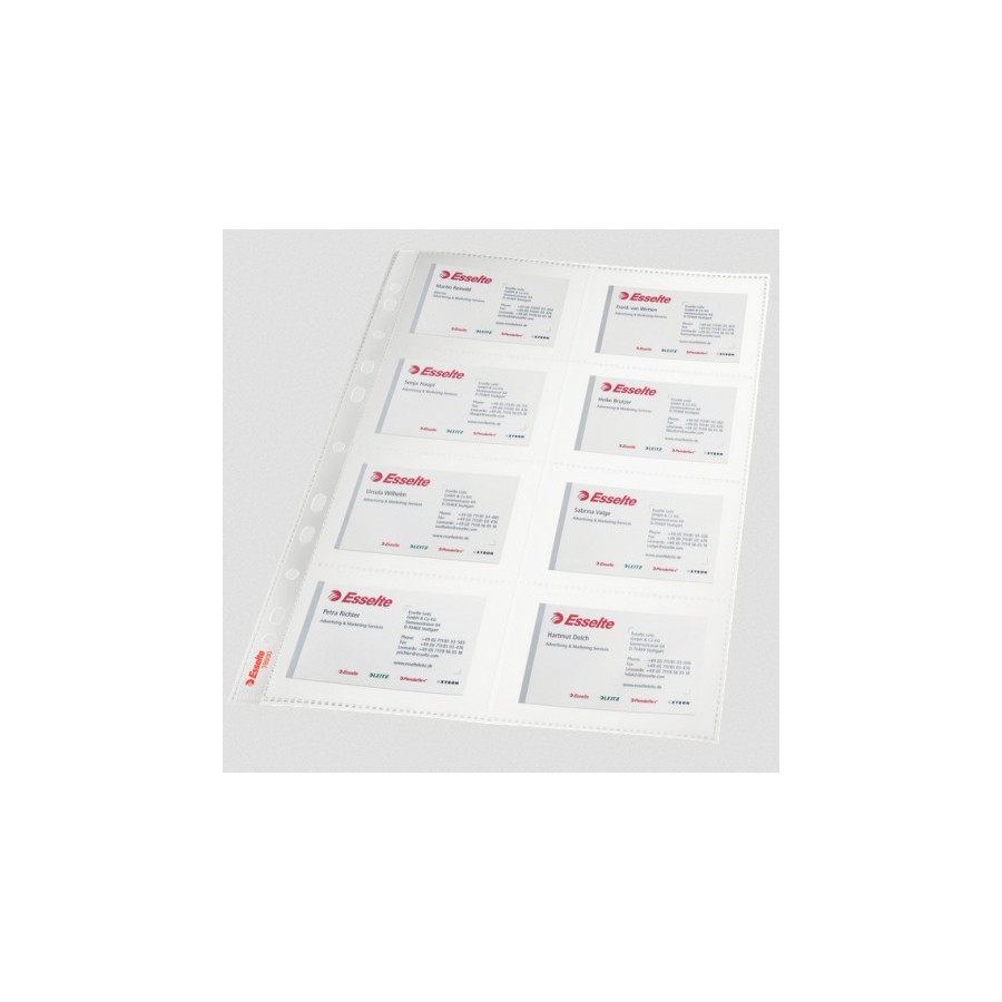 1740-BOLSA 10 FUNDAS TARJETAS VISITAS MULTITALADRO PVC FORMATO A4 110 MICRAS ESSELTE 78930
