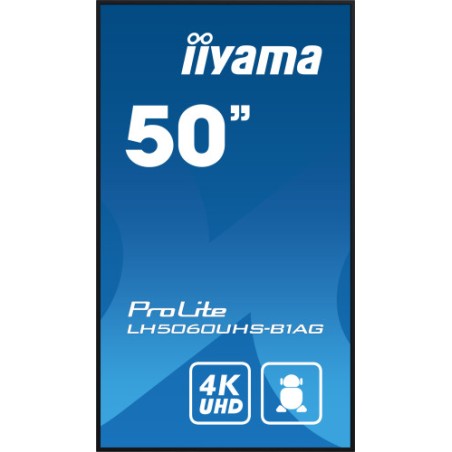 17537-MONITOR IIYAMA 50" 3840X2160, UHD, 500CD/M2, LANDSCAPE PORTRAIT, MM 2X 10W, 3X HDMI, USB 2.0 X2, WIFI, LAN, MEDIA