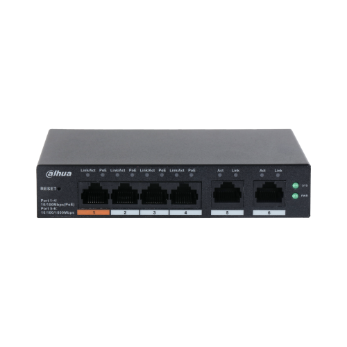 (DH-CS4006-4ET-60) DAHUA SWITCH 6 PUERTOS, 4 POE, GESTIONABLE CON CLOUD