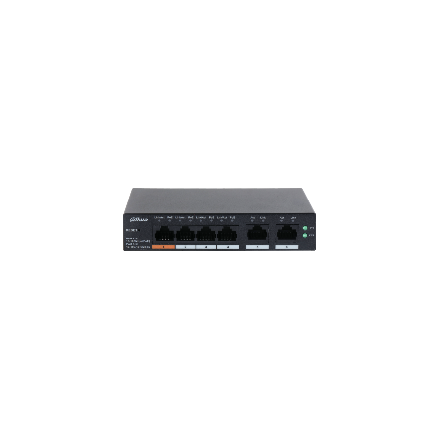 (DH-CS4006-4ET-60) DAHUA SWITCH 6 PUERTOS, 4 POE, GESTIONABLE CON CLOUD