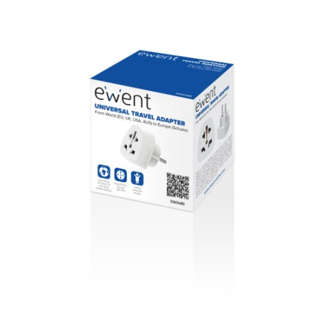 17578-Ewent EW1480 adaptador de enchufe electrico Universal Blanco