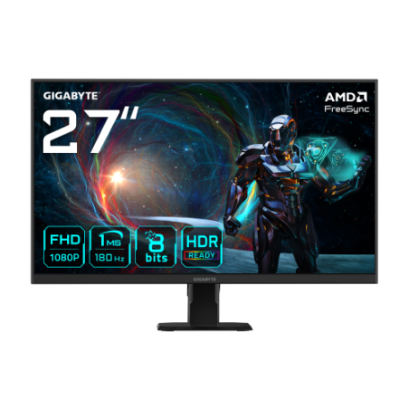 17960-GIGABYTE GS27FA 27" Monitor de Juego FHD - 1920 x 1080 (FHD), 180Hz, 1ms, 300 cd/m2, FreeSync, HDR Ready, HDMI 2.0